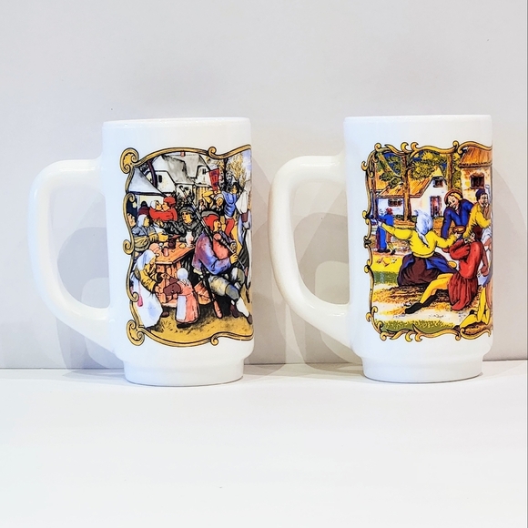 Arcopal France 2 milk glass Mugs - Picture 4 of 15